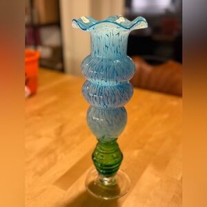 Italian, Empoli Vintage Vase, Handblown, Splatter Designed Art Glass, 1950's